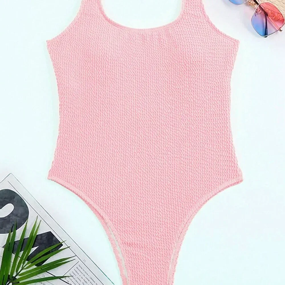 Pink Sexy Women's Ruched One-Piece Swimsuit